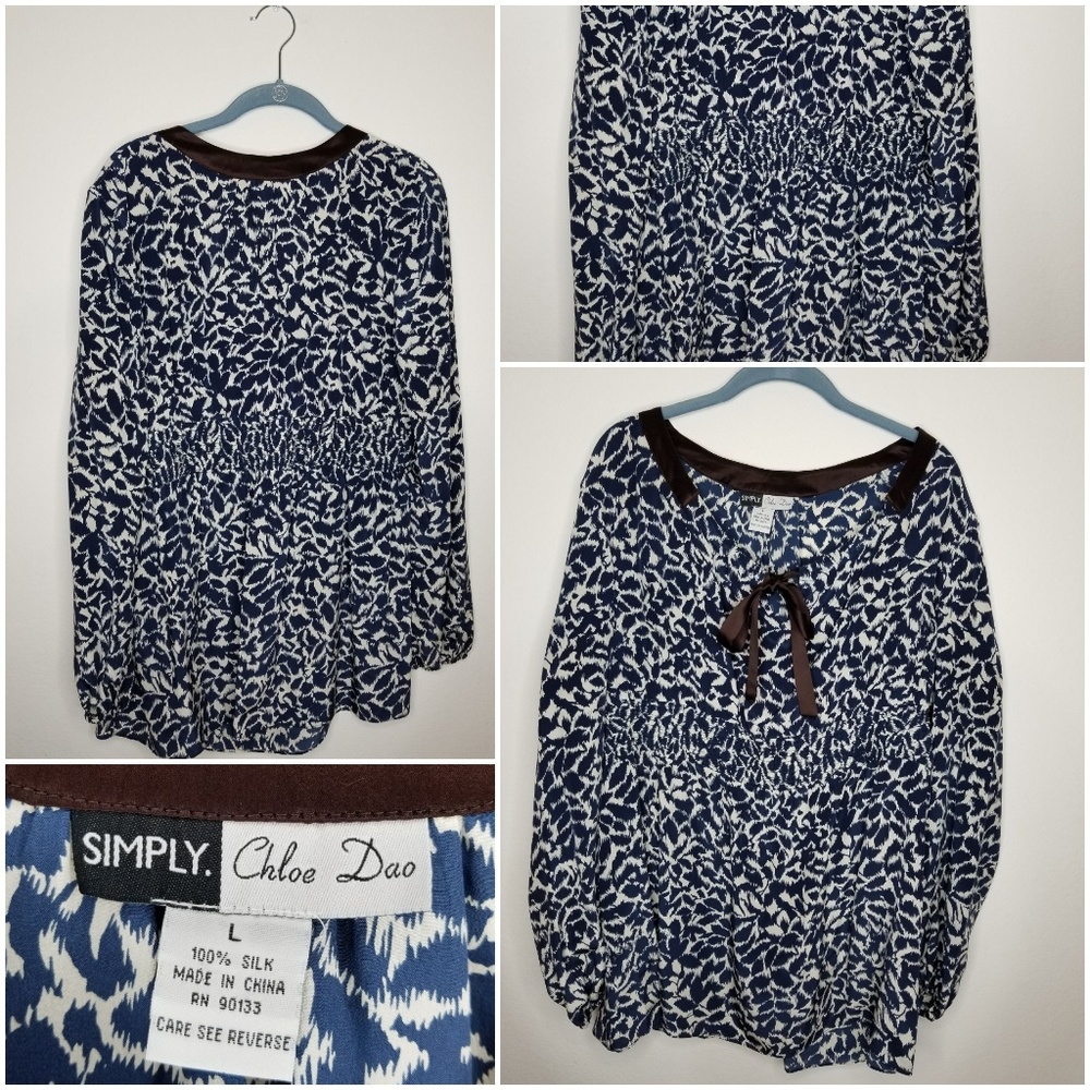 Simply Chloe Dao Silk LS Navy/White Tunic